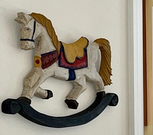 Rocking Horse Nursery Wall Hanging Wood Carousel Pony 16" Rustic Primitive Art - Picture 7 of 19