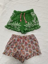 Lot of 2 Mini Boden Girls Ruffle Shorts Size 7Y Green Hummingbird  Pink Floral