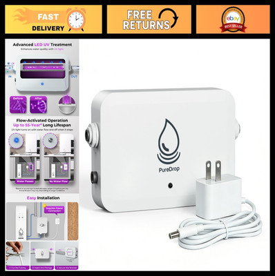 UV LED Water Filter for Under Sink & RO Systems, Smart On/Off Switch, Reduces 99