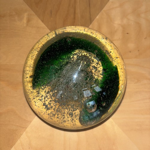 Mundgeblasener Glas Briefbeschwerer große Kugel klar grün Kunst Blasen 10 Pfund 5,5 Zoll - Bild 4 von 4