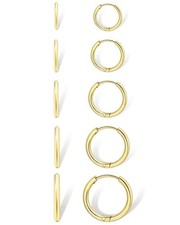 Small Gold Hoop Earrings for 14K - 5 Pairs 6mm, 7mm, 8mm, 9mm, 10mm