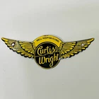 Curtis Wright Wings Porcelain Enamel Vintage Sign 8" x 3"