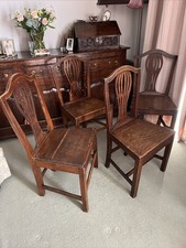 4 Antique Oak Chairs 18th / 19th Century Heavy Good Colour & Patination