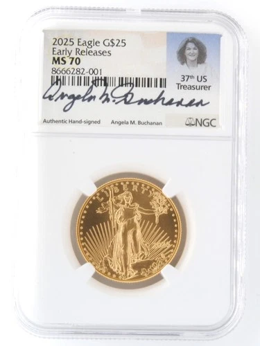 US 2025 Early Releases Treasurer $25 American Eagle 1/2 Ounce Gold Coin NGC MS70