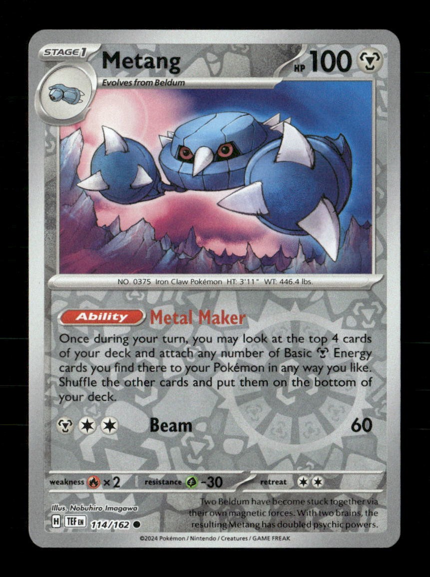 Metang 114/162 Temporal Forces Reverse Holo NM/M Pokemon