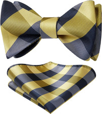 Bow Ties for Men Check Plaid Self Tie Bow Tie and Pocket Square Bowtie Formal Tu