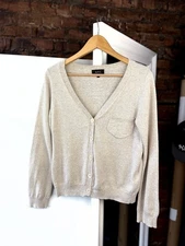 A.P.C. Rue Madame Paris Womens Beige Cotton Linen Long Sleeve Cardigan