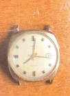 Timex ELECTRIC Date Watch Head Gold Dial For PARTS Missing Stem & Crown