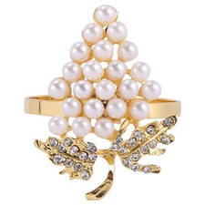 Grapes Napkin Rings Set of 6, with Glittering Imitation  and Pearls6444