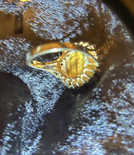 1981 24K Gold 5 Yuan Chinese Panda Coin Gold Ring 10k 7.5 Emeralds Diamonds - Picture 9 of 10