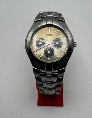 Casio Edifice Mens Quartz Analog Watch Gray Dial Stainless Bracelet 100m