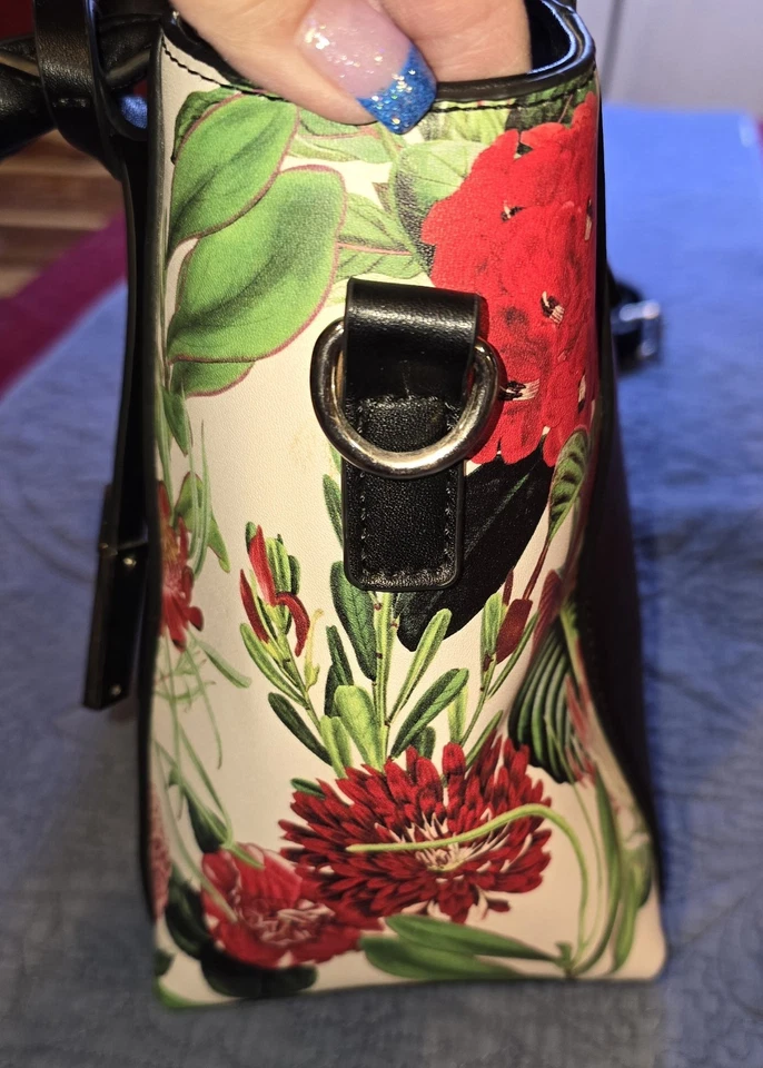 Precioso Bolso Bandolera Christian Lacroix Negro y Floral Doble Asa NUEVO SIN ETIQUETAS NUEVO Foto 4 de 4