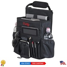 Luxury Car Front Seat Organizer: 6 Compartments  Padded Laptop Storage Solution