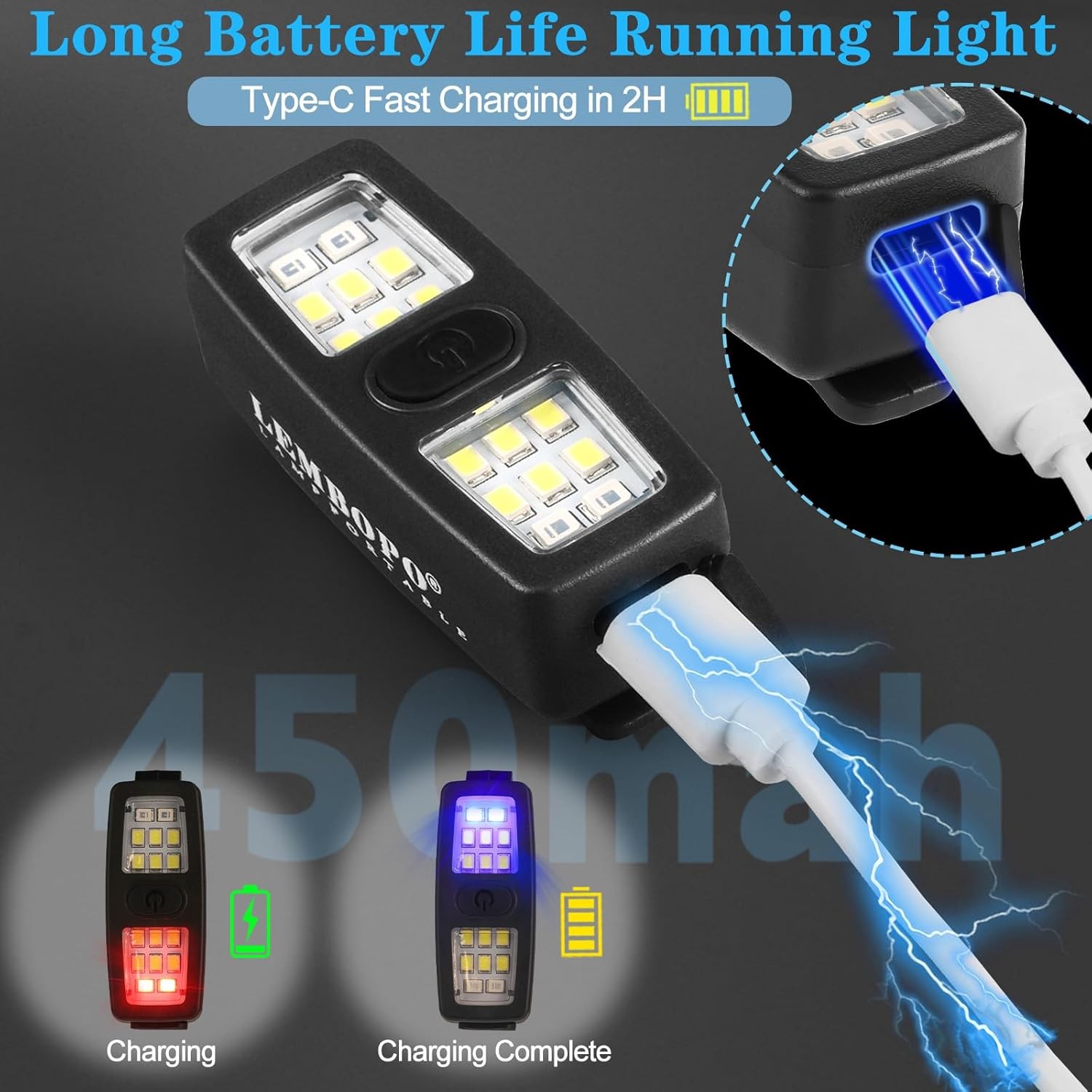 Small Rechargeable EDC Flashlight Clip on Running Lights Gift for Runners Safety