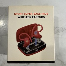 Sport Super Bass True Wireless Stereo Earbuds Red Touch Control Ergonomic Design