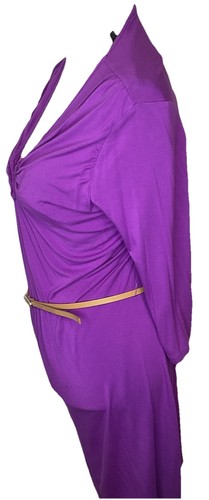 abito donna taglia grande By Daisy Fuentes viola con cintura in pelle - Foto 7 di 10