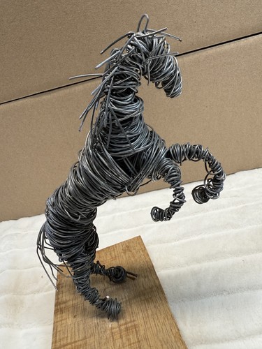 Handmade Wire Horse Sculpture Metal Art Equine Statue Rustic Decor Unique VTG - Picture 2 of 19
