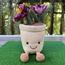 Jellycat Amuseables Crocus Plush Flower Plant Purple Flower Stuffd A2CROC 7"Used