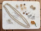 Vintage Costume Jewelry Lot – Weiss, 14khge Rings, Necklace, Earrings, Monet