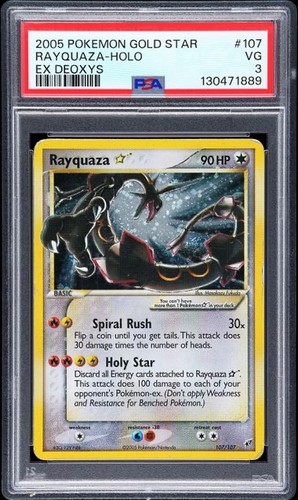 Pokemon Rayquaza Holo Deoxys 107/107 Gold Star PSA 3