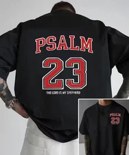 Men's Christian Bible Psalms 23 T-Shirt - Faith-Themed Double-sided Print Tee