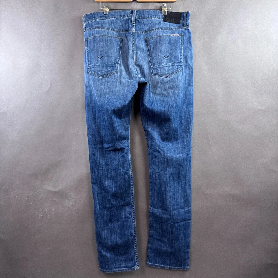 Мужские джинсы Hudson 36x35 Blue Blake узкие прямые сделано в США выцветшие джинсовые брюки - Изображение 3 из 4