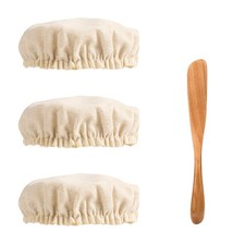 3pcs Sourdough Starter Jar Cloth Covers with Spatula, 6.5x0.79in, raw white