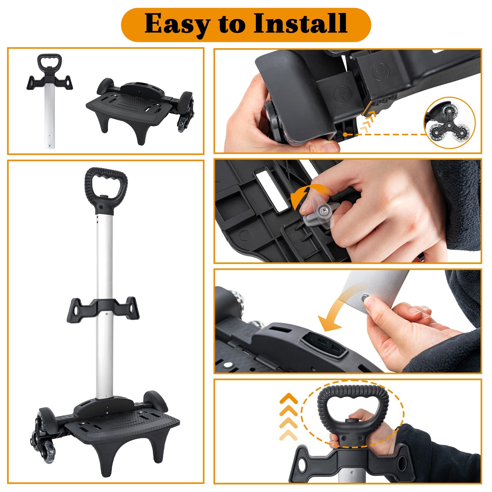 Backpack Trolley with Edge Guard 6-Wheels Rolling Dolly Cart for Luggage Travel