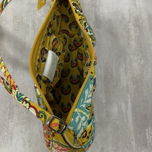 Bandolera Vera Bradley Acolchada Amarillo Floral Algodón Correa Ajustable - Imagen 4 de 8
