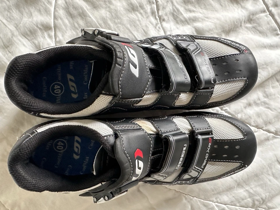 Louis Garneau Size 40 Bike Cycle Shoes Black White - Image 2 of 4