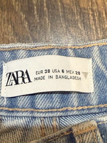 Zara Womens Distressed Light Wash High Rise Straight Leg Denim Jeans Size 6 - Picture 3 of 10