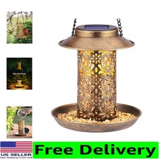 Elegant Solar Bird Feeder - Heavy Duty Metal Hanging Feeder for Cardinals