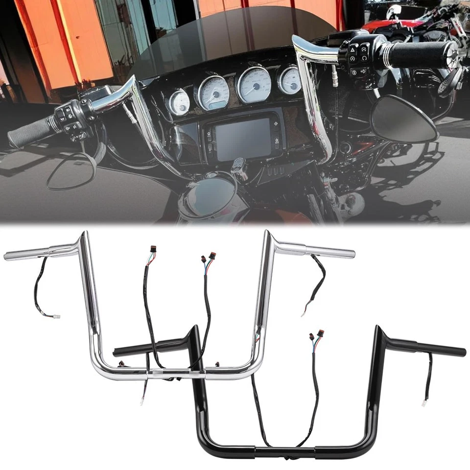 1 1/4" Fat Prewired Meathook Handlebar 2014-2023 For Harley Street Electra Glide Foto 2 de 4