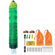 Electric Netting Fence Kit PE Net Fencing 48"H x 168'L with Posts Spikes