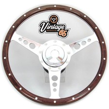 13" Steering Wheel & Boss Fittings Semi Dished Wood Rim Triumph TR3 Non Adjust