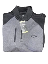 Callaway Men's Quarter-Zip UV Protection Long Sleeve Pullover Black HTR, Size M