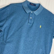 Polo Ralph Lauren Mens Blue Short Sleeve Polo Shirt Yellow Pony Logo Size XL