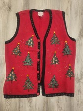 Basic Editions Christmas Holiday Button Front...