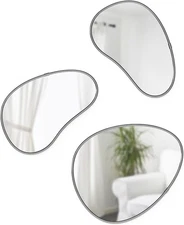 Hubba Pebble Mirrors Modern Decorative Wall Mirrors Set of 3 Titanium