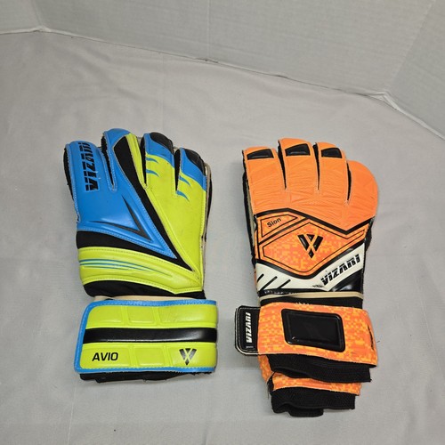 Vizari Lot Of 2 Pairs Keeper Goalkeeper Gloves Orange Blue Yellow