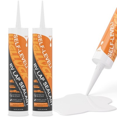 2PC Self Leveling RV Roof Sealant Lap for RV Roofs, White Flexible Repair Cau...