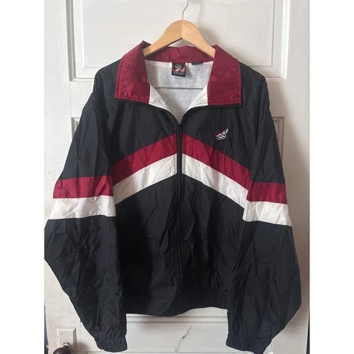 90's Vintage USA Olympics Windbreaker Jacket JCPenney Black Red White Mens Large - product listing photo