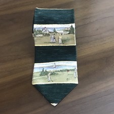 Vintage Nautica Golf Black Geometric Silk Tie Made In USA