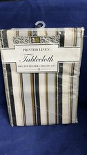 Better Home Printed Linen Tablecloth 100 Polyester Brown Stripes 60"W x84" L