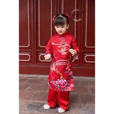 Ao Dai RED For Girls Size 6-7-8 Years New