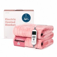 LIVIVO Heated Electric Over Blanket Pink Blush with Safety Protection & Timer