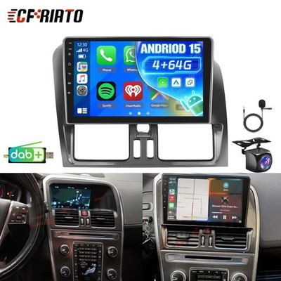 4G+64G Apple Carplay Android 15 Autoradio GPS Wifi für Volvo XC60 2008-2017 DAB+