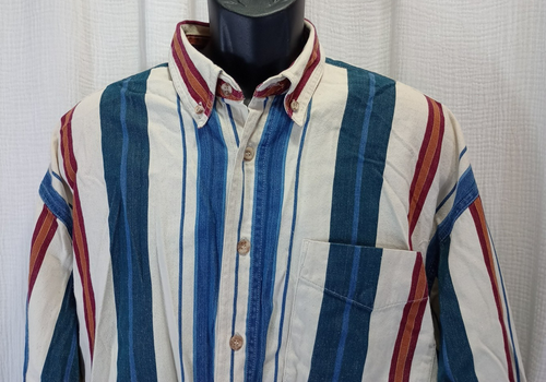 Robert Stock Button Down Shirt Men's Size XL Striped Long Sleeve Collared - Picture 2 of 13