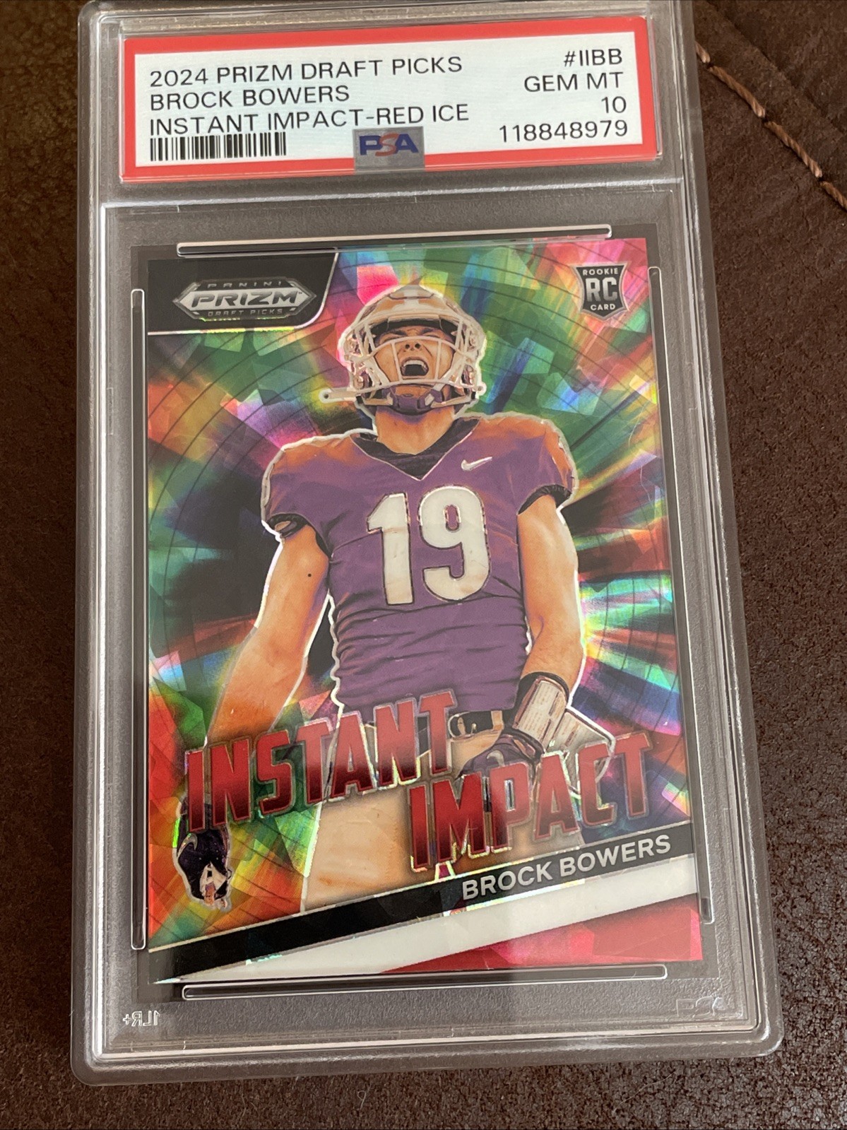 2024 Panini Prizm Draft Picks Instant Impact Brock Bowers #II-BB Red Ice PSA 10