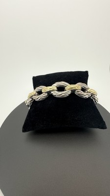 GABRIEL  Sterling Silver & 14K Yellow Gold flexible Bracelet 8  Long